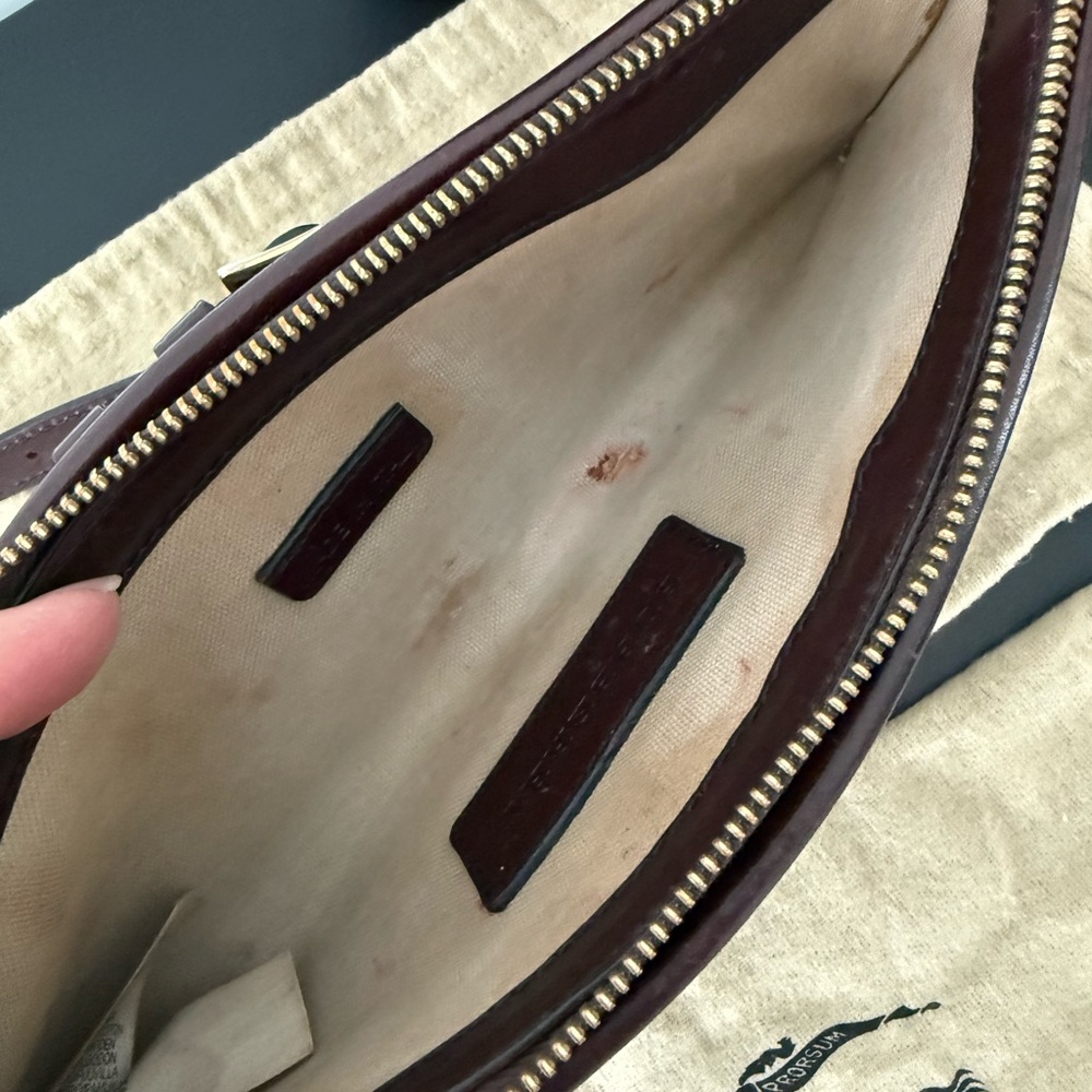 BURBERRY
House Check Bridle Calfskin Mini Parmoor Clutch Bag Dark Burgandy - Picture 9 of 12